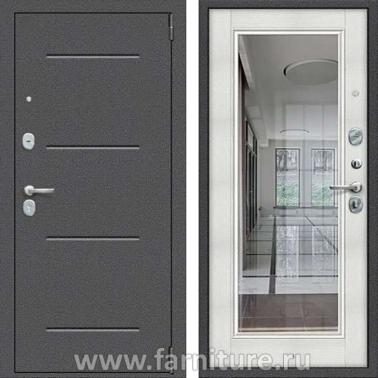  Входная металлическая дверь Браво Porta S 104 П61 с Зеркалом Bianco Veralinga 