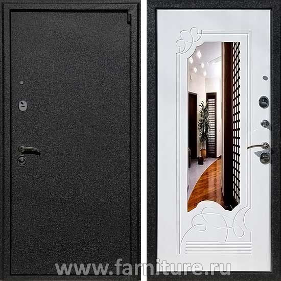  Входная металлическая дверь Рекс 3 с зеркалом Белый ясень 