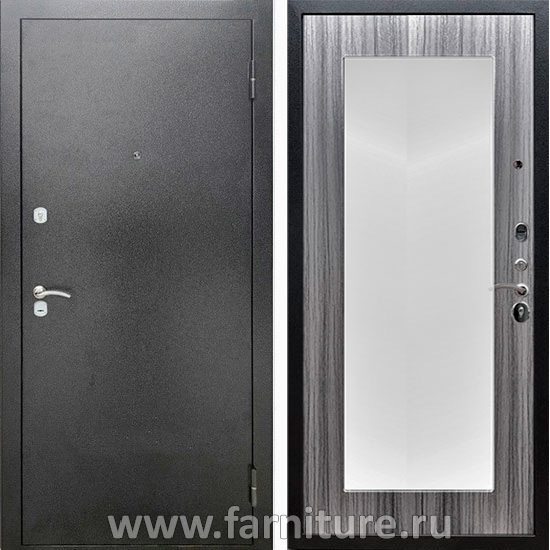  Входная металлическая дверь Рекс Сити Зеркало Пастораль Сандал Серый 