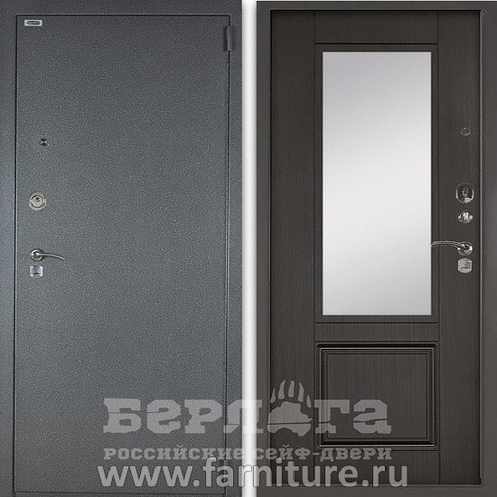  Входная металлическая Сейф дверь с зеркалом Берлога 3К Гала Венге 