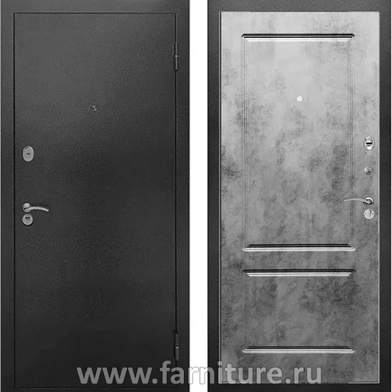  Входная металлическая дверь Рекс 1А Чёрный муар ФЛ-117 Бетон темный 
