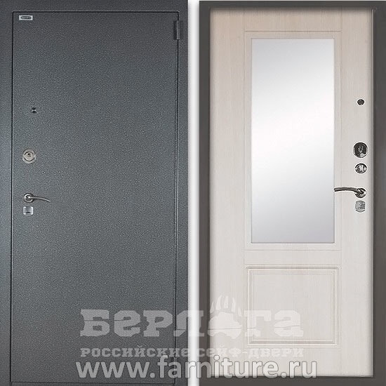  Входная металлическая Сейф дверь с зеркалом Берлога 3К Гала Ларче светлый 