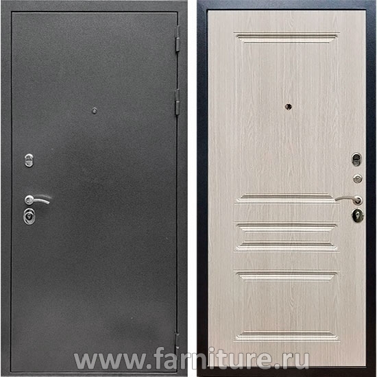  Входная металлическая дверь Рекс 5А Антик Серебро ФЛ-243 Белёный дуб 