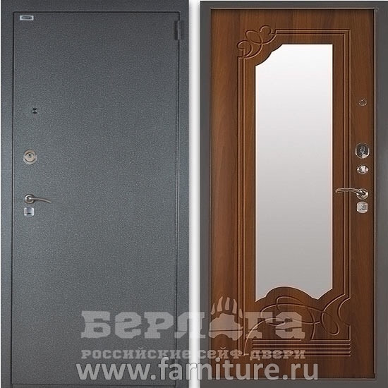  Входная металлическая дверь Берлога с зеркалом 3К Ольга Дуб рустикальный 