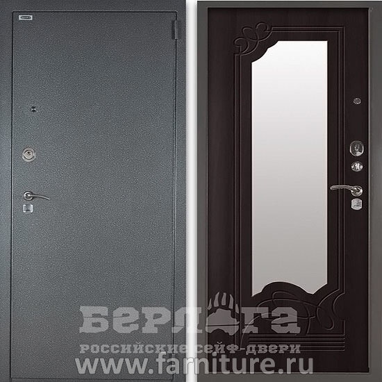  Входная металлическая дверь с зеркалом Берлога 3К Ольга Венге 