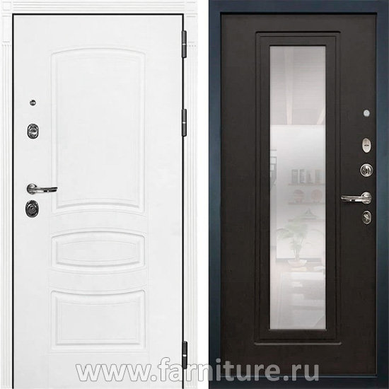  Входная металлическая дверь Лекс Сенатор 22 Шагрень белая с Зеркалом Венге 